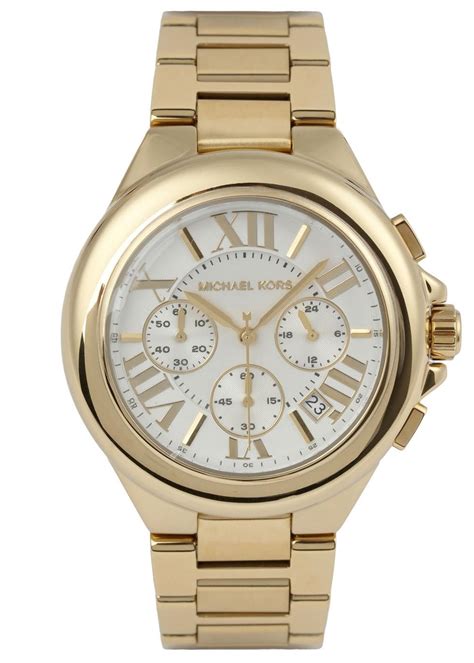 michael kors oversized gold chronograph watch|Michael Kors stainless steel watch.